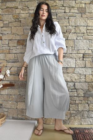 Jo Jo Quirky Hopsack Crop Pant Dove